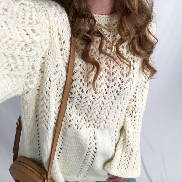 Stunning Vintage Hand Knit Open Oversized Bell Sleeve Boho Long Tunic Sweater - Picture 9 of 10